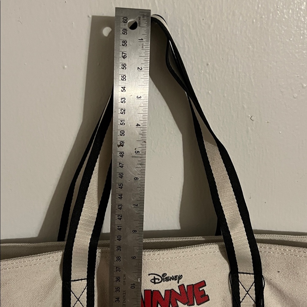 Disney Minnie Mouse Cream and Black Canvas Tote with Bow Charm - Picture 5 of 6